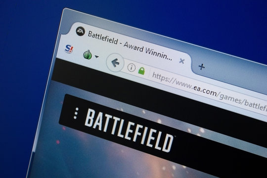 Ryazan, Russia - September 09, 2018: Homepage of Ea website on the display of PC, url - Ea.com
