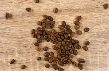 coffee grains on wooden boards