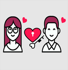 flat icons of men and women with white backgrounds