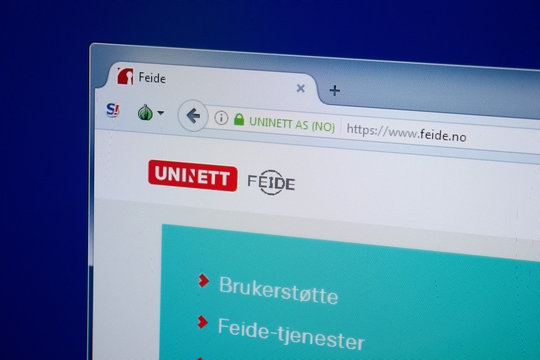Ryazan, Russia - September 09, 2018: Homepage of Feide website on the display of PC, url - Feide.no