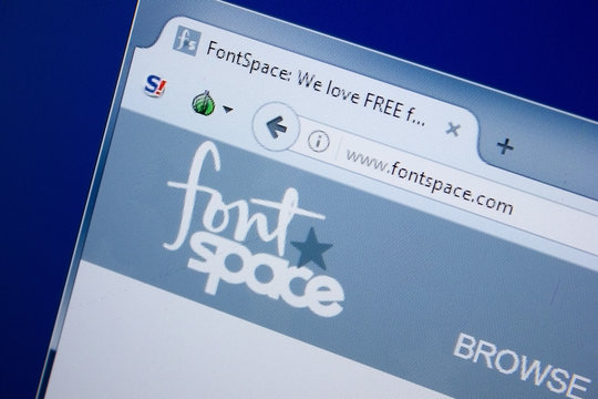 Ryazan, Russia - September 09, 2018: Homepage of Font Space website on the display of PC, url - FontSpace.com