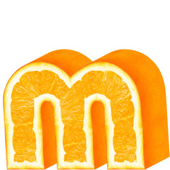 3D letter decorative orange Fruit Alphabet. lowercase letter m