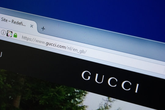 Ryazan, Russia - September 09, 2018: Homepage of Gucci website on the display of PC, url - Gucci.com