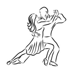 Obraz na płótnie Canvas pair of dancers dancing Latin American dance, vector sketch illustration