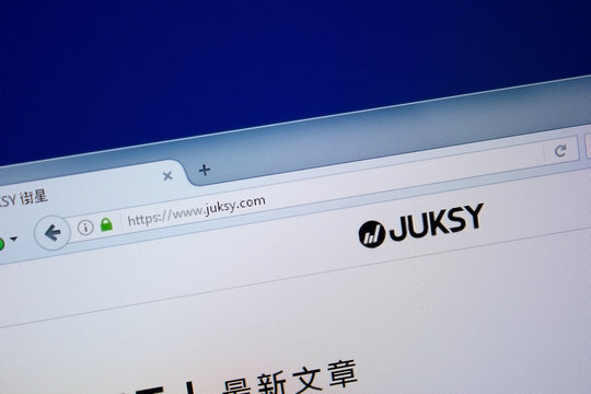 Ryazan, Russia - September 09, 2018: Homepage of Juksy website on the display of PC, url - Juksy.com