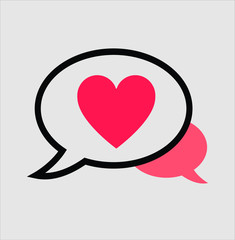  Flat chat and love icons with white background