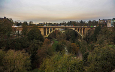 Fototapeta premium Adolf Bridge between Upper and Lower Town, Luxembourg