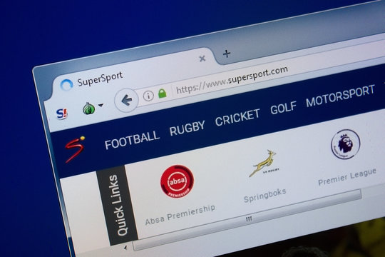 Ryazan, Russia - September 09, 2018: Homepage of Super Sport website on the display of PC, url - SuperSport.com