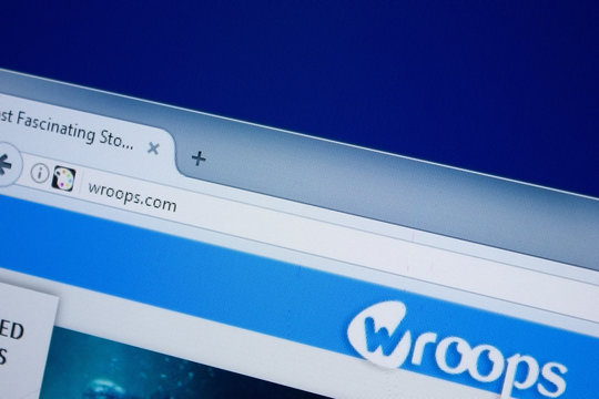 Ryazan, Russia - September 09, 2018: Homepage of Wroops website on the display of PC, url - Wroops.com