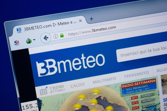 Ryazan, Russia - September 09, 2018: Homepage of 3 Bmeteo website on the display of PC, url - 3Bmeteo.com