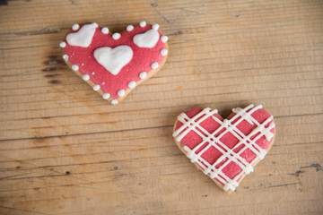 heart shaped gingerbread on a wooden table