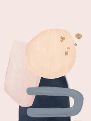 Geometric poster with watercolor, gold and marble elements on cream background. Abstraction nordic paint print. Scandinavian style.Abstract contemporary modern trendy illustration