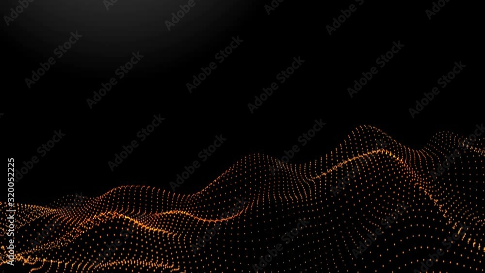 Aufkleber abstract fractal digital landscape, 3d rendering abstract music background.cyber or technology flowi