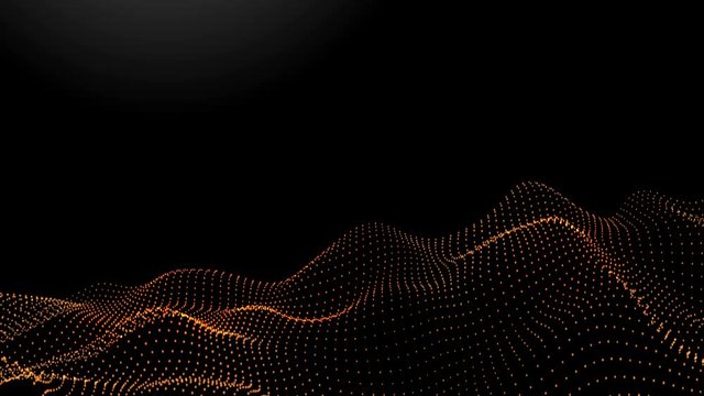 Abstract fractal digital landscape, 3D rendering abstract music background.Cyber or technology flowing particles wave background