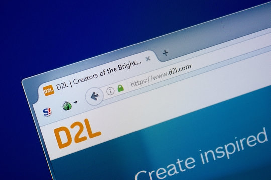 Ryazan, Russia - September 09, 2018: Homepage of D2l website on the display of PC, url - D2l.com