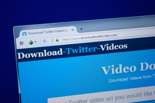 Ryazan, Russia - September 09, 2018: Homepage of downloadtwittervideo website on the display of PC, url - downloadtwittervideo.com