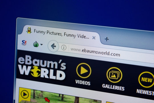 Ryazan, Russia - September 09, 2018: Homepage of Ebaums World website on the display of PC, url - EbaumsWorld.com