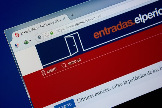 Ryazan, Russia - September 09, 2018: Homepage of Elperiodico website on the display of PC, url - Elperiodico.com