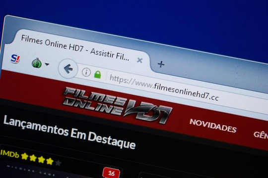 Ryazan, Russia - September 09, 2018: Homepage of Filmes Online Hd7 website on the display of PC, url - FilmesOnlineHd7.cc