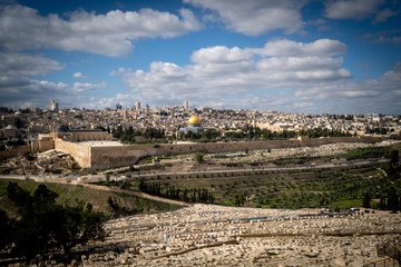Fototapeta na wymiar Panorama of Jerusalem, Jewish Cemetery, Israel