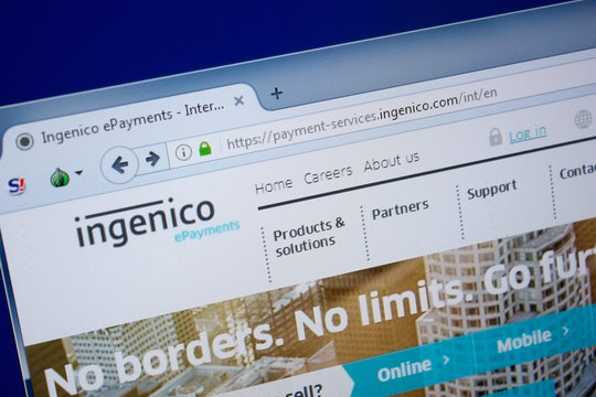 Ryazan, Russia - September 09, 2018: Homepage of Ingenico website on the display of PC, url - Ingenico.com