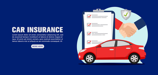 Car insurance banner concept, vector illustration