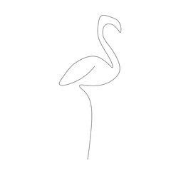 Flamingo bird animal silhouette continuous line drawing vector illustration