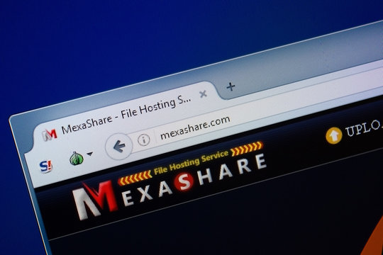 Ryazan, Russia - September 09, 2018: Homepage of Mexa Share website on the display of PC, url - MexaShare.com