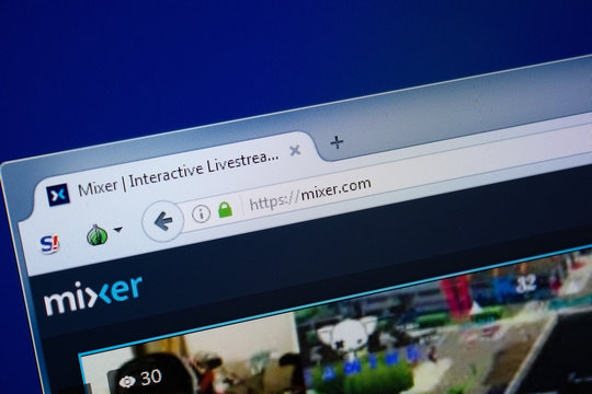 Ryazan, Russia - September 09, 2018: Homepage of Mixer website on the display of PC, url - Mixer.com