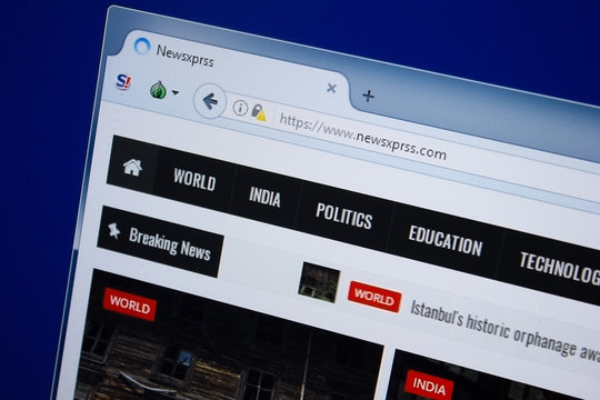 Ryazan, Russia - September 09, 2018: Homepage of Newsxprss website on the display of PC, url - Newsxprss.com