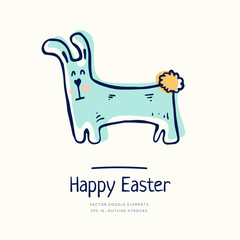 Happy Easter doodle. Vector artwork. Holiday concept for invitation, card, ticket, branding, logo, label, emblem. Coloring book page for adult, children, kids. Seasons Greetings