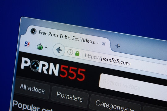 Ryazan, Russia - September 09, 2018: Homepage of Porn555 website on the display of PC, url - Porn555.com