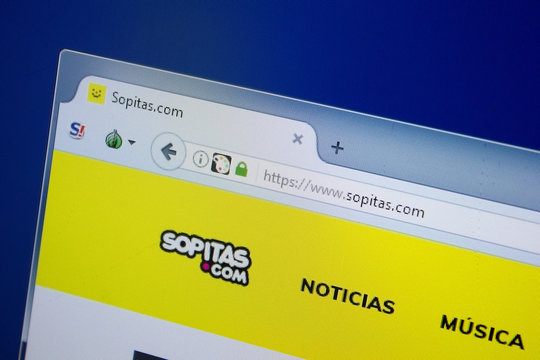 Ryazan, Russia - September 09, 2018: Homepage of Sopitas website on the display of PC, url - Sopitas.com