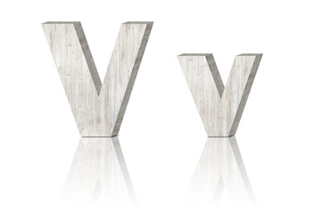 3D Letter wooden Alphabet. uppercase and lowercase V v
