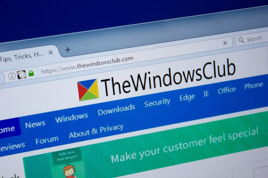 Ryazan, Russia - September 09, 2018: Homepage of The Windows Club website on the display of PC, url - TheWindowsClub.com