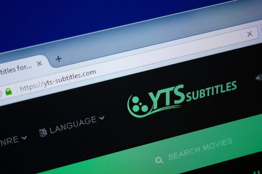 Ryazan, Russia - September 09, 2018: Homepage of Yts-subtitles website on the display of PC, url - Yts-subtitles.com