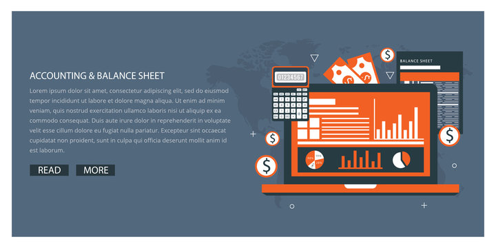 accounting software balance sheet money calculator application laptop