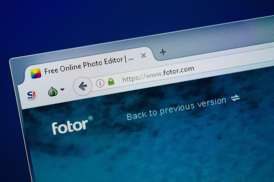 Ryazan, Russia - August 26, 2018: Homepage of Fotor website on the display of PC. Url - Fotor.com