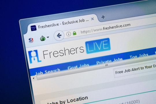 Ryazan, Russia - August 26, 2018: Homepage of Freshers Live website on the display of PC. Url - FreshersLive.com