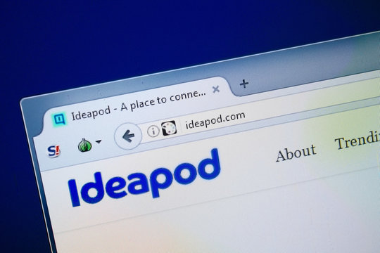 Ryazan, Russia - August 26, 2018: Homepage of Idea Pod website on the display of PC. Url - IdeaPod.com