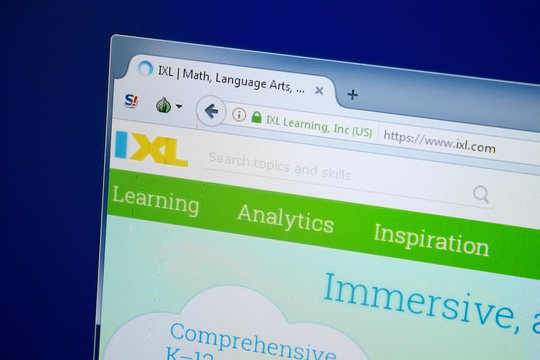Ryazan, Russia - August 26, 2018: Homepage of IXL website on the display of PC. Url - IXL.com