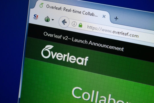 Ryazan, Russia - August 26, 2018: Homepage of Over Leaf website on the display of PC. Url - OverLeaf.com