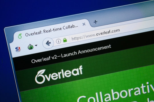 Ryazan, Russia - August 26, 2018: Homepage of Over Leaf website on the display of PC. Url - OverLeaf.com