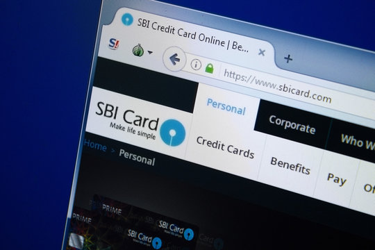 Ryazan, Russia - August 26, 2018: Homepage of Sbi Card website on the display of PC. Url - SbiCard.com
