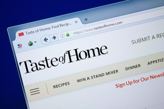 Ryazan, Russia - August 26, 2018: Homepage of Taste Of Home website on the display of PC. Url - TasteOfHome.com