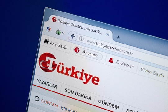 Ryazan, Russia - August 26, 2018: Homepage of Tukiye Gazetesi website on the display of PC. Url - TukiyeGazetesi.com.tr