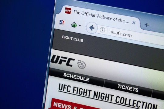 Ryazan, Russia - August 26, 2018: Homepage of UFC website on the display of PC. Url - UFC.com