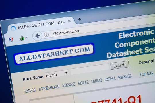 Ryazan, Russia - August 26, 2018: Homepage of All Data Sheet website on the display of PC. Url - AllDataSheet.com