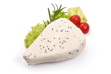 Fresh goat cheese, isolated on white background