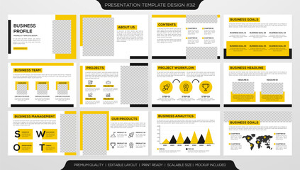 set of presentation template design with simple layout and minimalist style use for business profile and annual report 